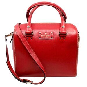 KATE SPADE~Wellsle Alessay Satchel~RED LEATHER ZIP TOP SHOULDER CROSSBODY BAG